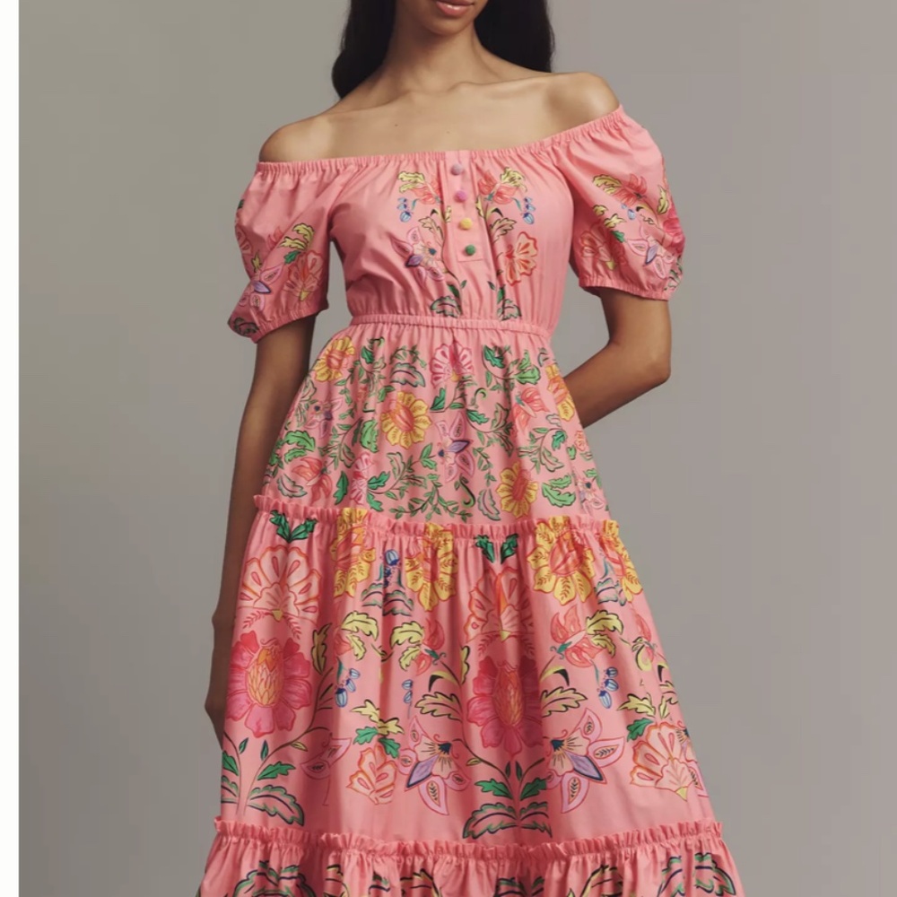 FARM Rio Pink Floral Tiered Maxi Dress - Picture 3 of 7